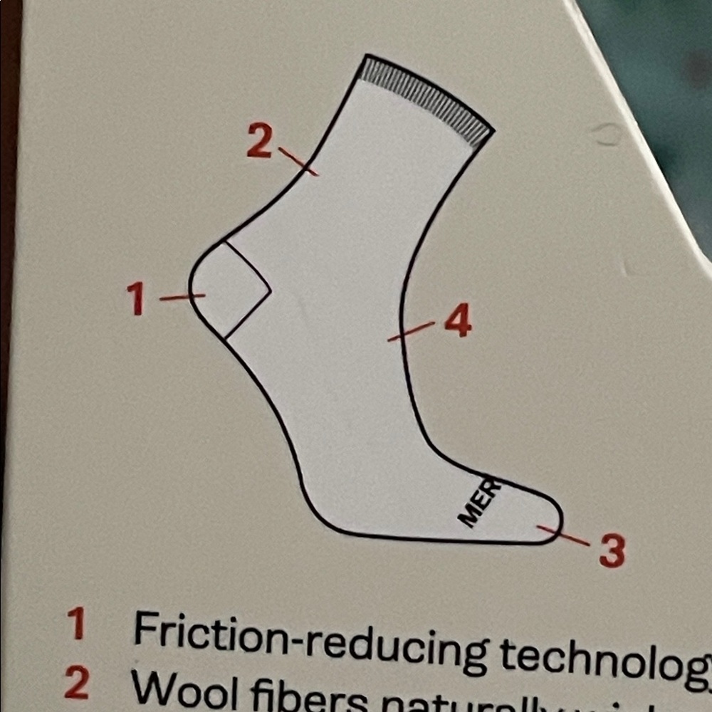 Merrell Zoned Hiking Crew Socks. Black. (1) Pair. NEW! Unisex Size S/M - Picture 5 of 7